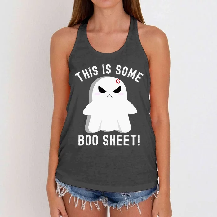 This Is Some Boo Sheet Halloween Ghost Costume Women's Knotted Racerback Tank