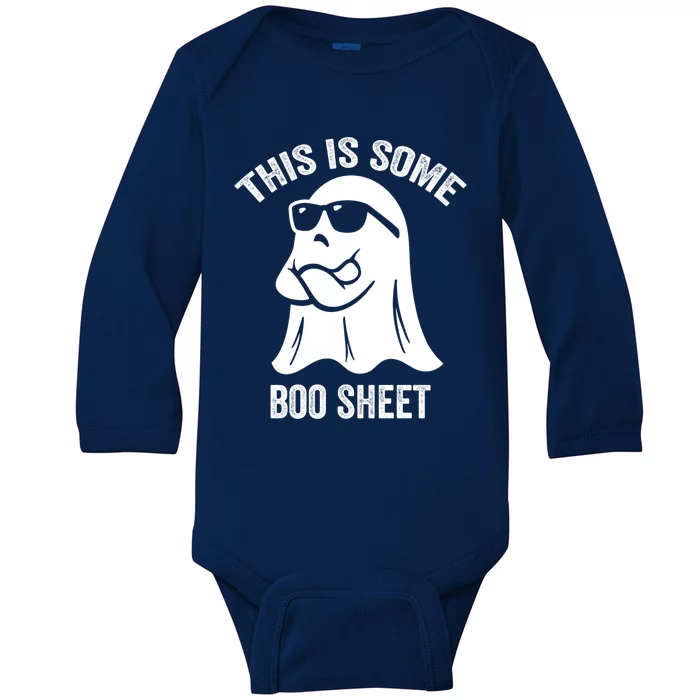 This Is Some Boo Sheet Halloween Ghost Funny Gift Baby Long Sleeve Bodysuit