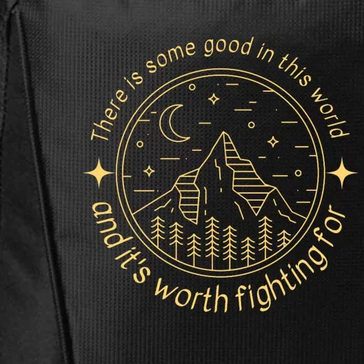 There Is Some Good In This World Mountain Landscape Fantasy City Backpack