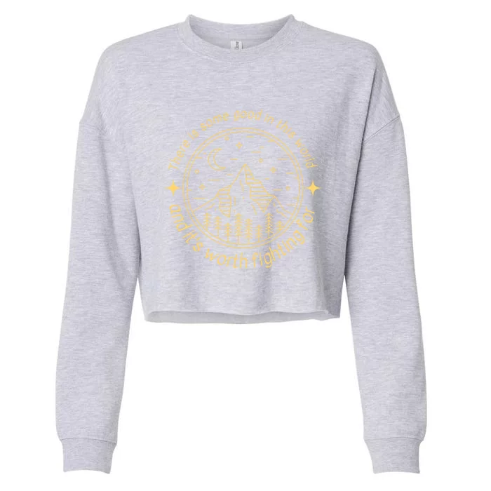 There Is Some Good In This World Mountain Landscape Fantasy Cropped Pullover Crew