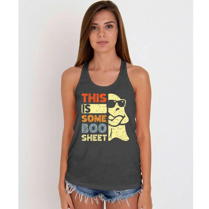 This Is Some Boo Sheet Ghost Halloween Costume Women's Knotted Racerback Tank