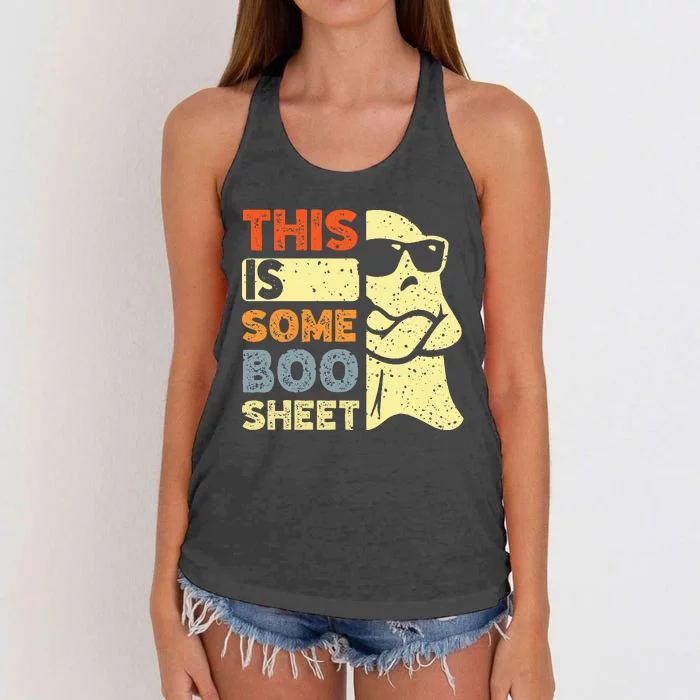 This Is Some Boo Sheet Ghost Halloween Costume Women's Knotted Racerback Tank