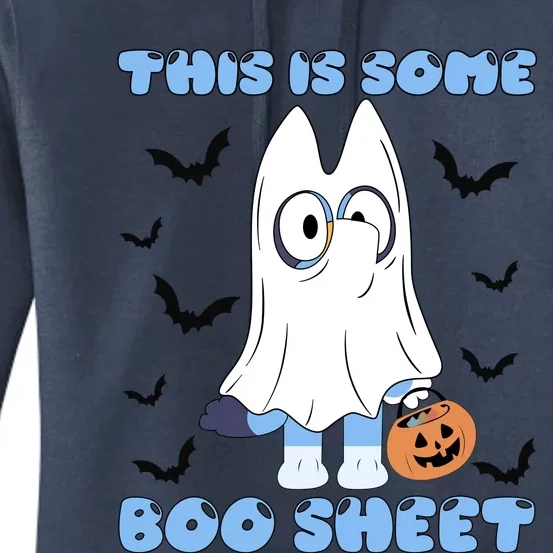 This Is Some Boo Sheet Funny Cute Dog Ghoul Halloween Women's Pullover Hoodie