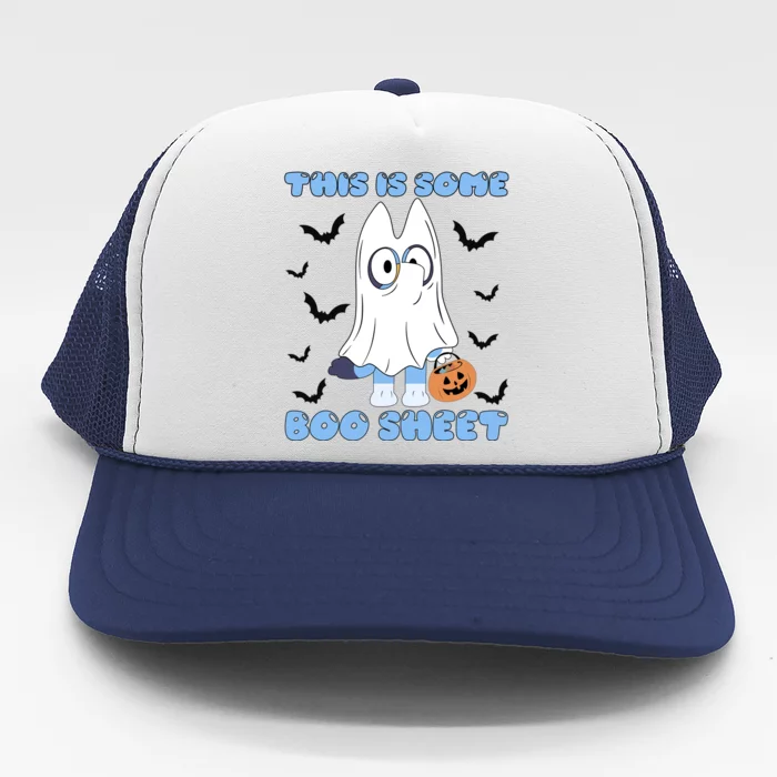 This Is Some Boo Sheet Funny Cute Dog Ghoul Halloween Trucker Hat