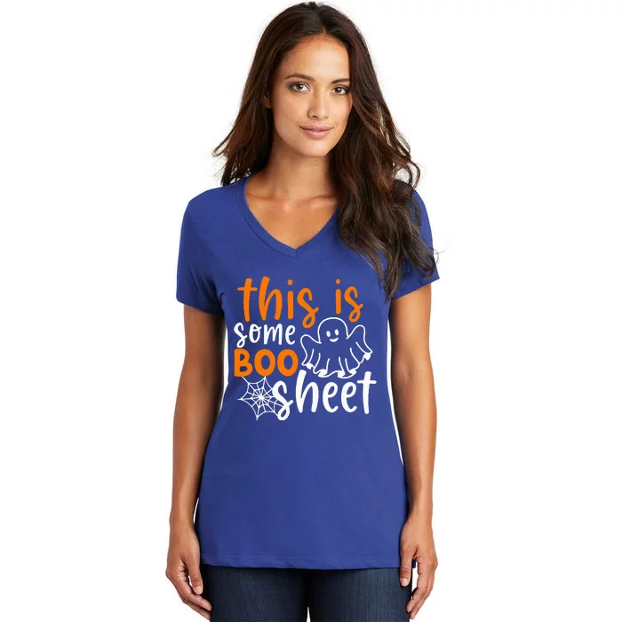 This Is Some Boo Sheet Funny Halloween Ghost Spooky Women's V-Neck T-Shirt