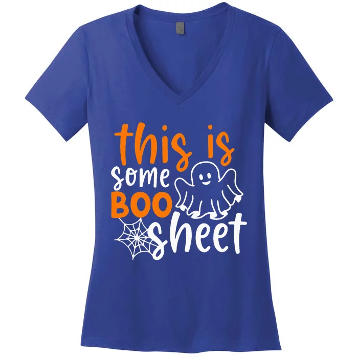 This Is Some Boo Sheet Funny Halloween Ghost Spooky Women's V-Neck T-Shirt