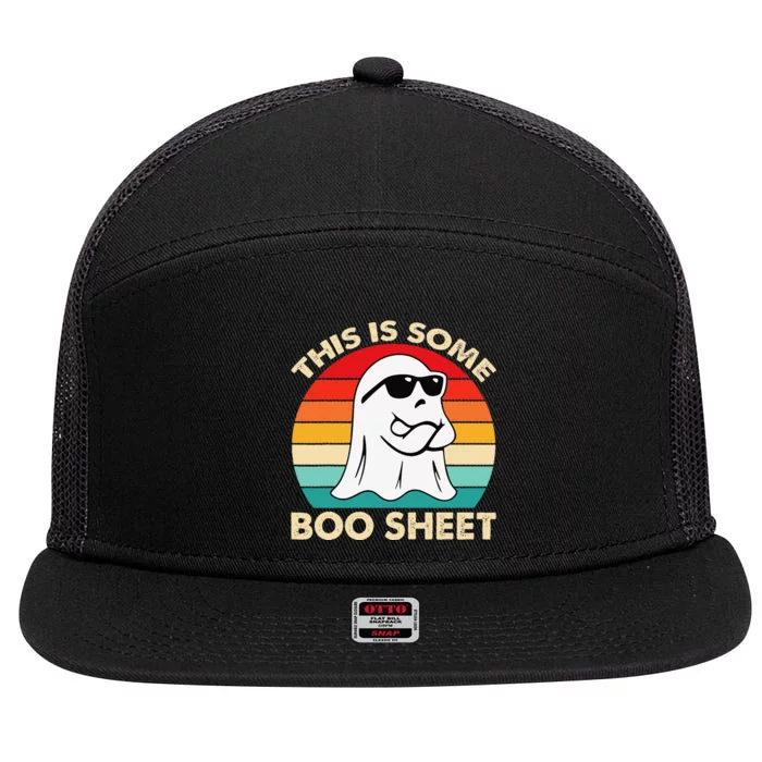 This Is Some Boo Sheet Ghost Retro Halloween Funny Halloween 7 Panel Mesh Trucker Snapback Hat