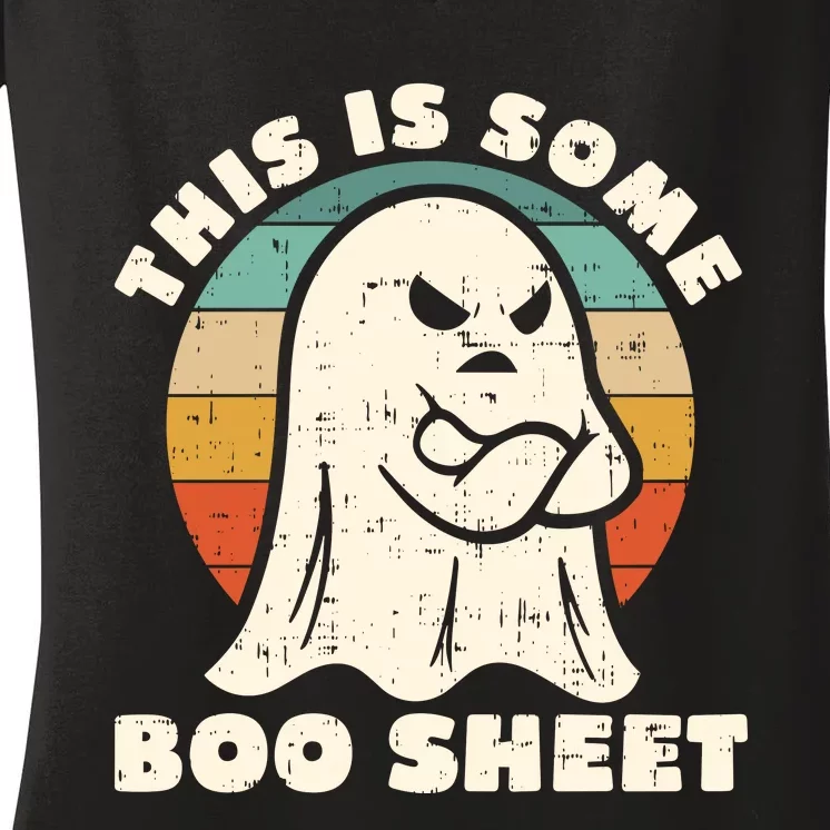 This Is Some Boo Sheet Funny Halloween Costumes Men Women Women's V-Neck T-Shirt