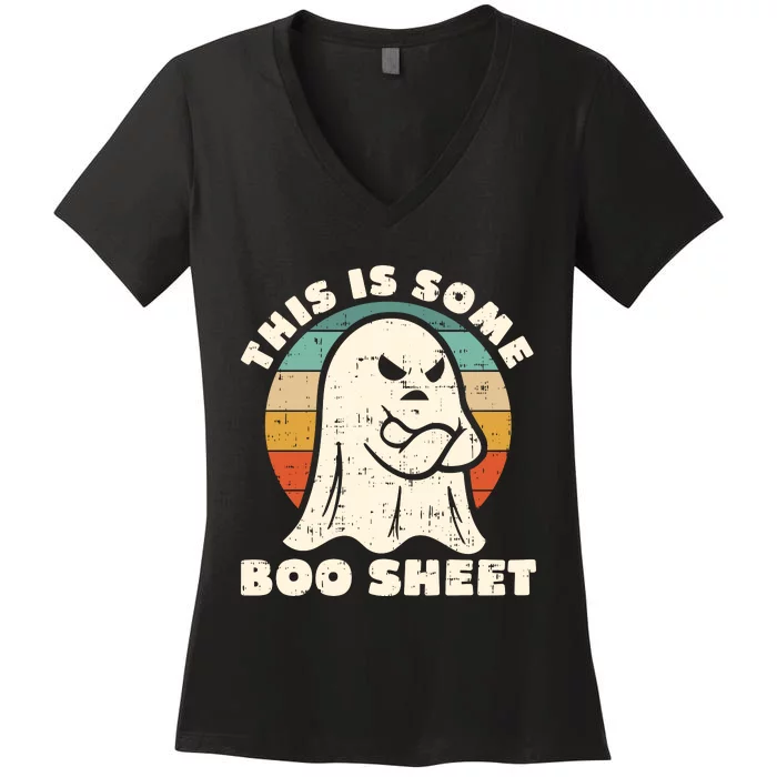 This Is Some Boo Sheet Funny Halloween Costumes Men Women Women's V-Neck T-Shirt