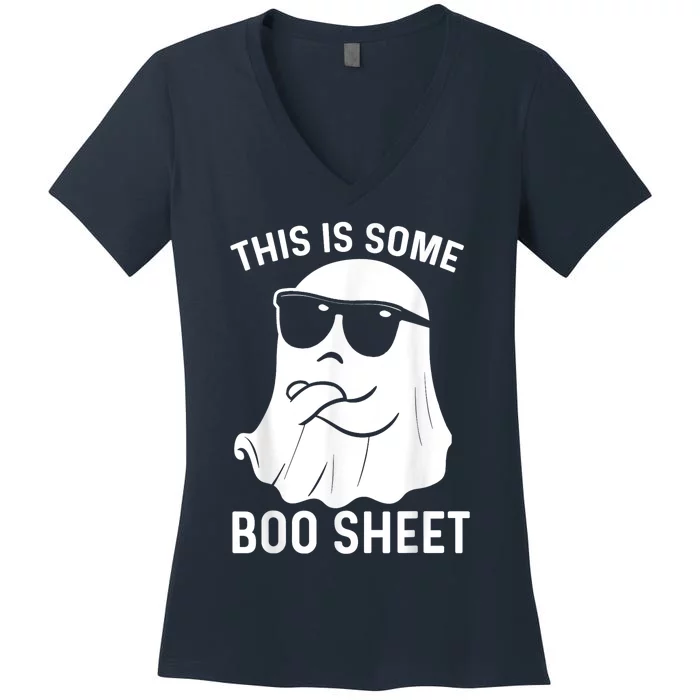 This Is Some Boo Sheet Ghost Halloween Women's V-Neck T-Shirt