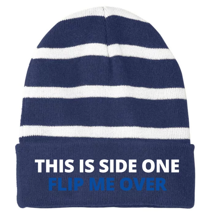 This Is Side One Flip Me Over Striped Beanie with Solid Band