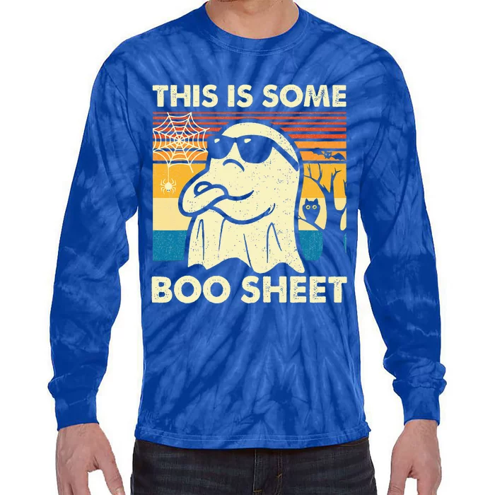 This Is Some Boo Sheet Ghost Retro Halloween Tie-Dye Long Sleeve Shirt