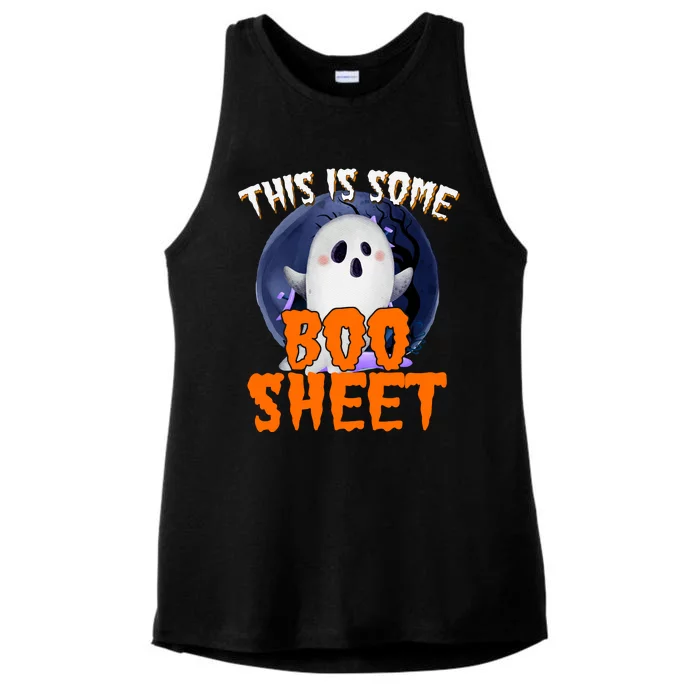 This Is Some Boo Sheet Funny Halloween Ghost Ladies Tri-Blend Wicking Tank