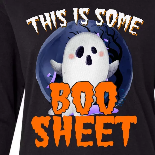 This Is Some Boo Sheet Funny Halloween Ghost Womens Cotton Relaxed Long Sleeve T-Shirt