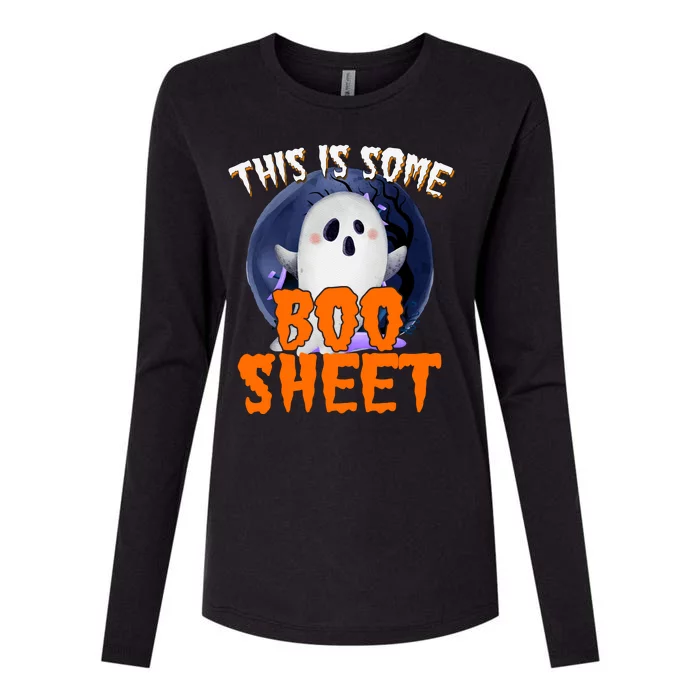 This Is Some Boo Sheet Funny Halloween Ghost Womens Cotton Relaxed Long Sleeve T-Shirt