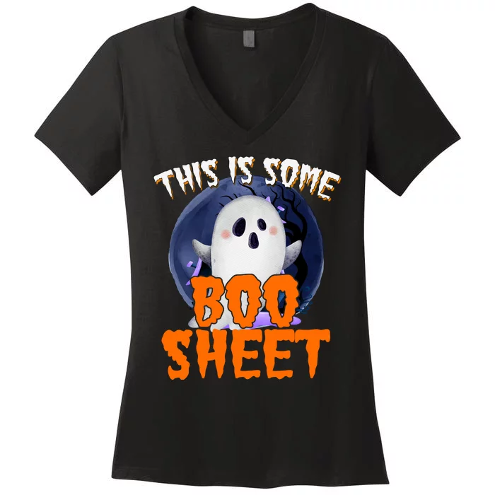 This Is Some Boo Sheet Funny Halloween Ghost Women's V-Neck T-Shirt