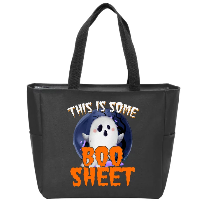 This Is Some Boo Sheet Funny Halloween Ghost Zip Tote Bag