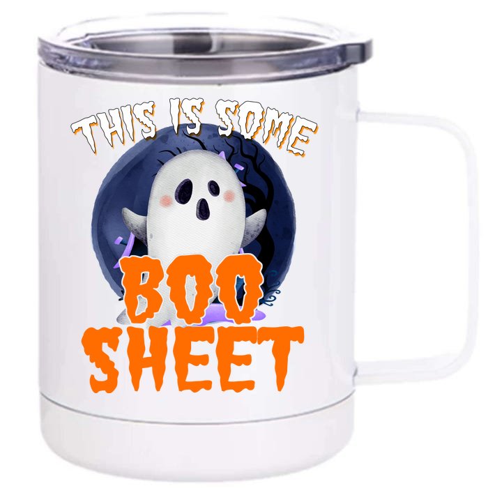 This Is Some Boo Sheet Funny Halloween Ghost Front & Back 12oz Stainless Steel Tumbler Cup