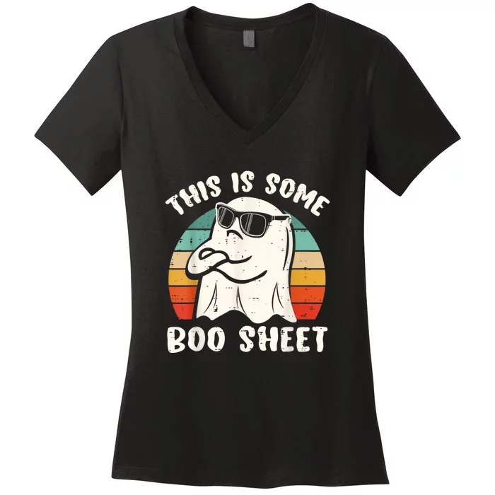 This Is Some Boo Sheet Funny Halloween Ghost Women's V-Neck T-Shirt