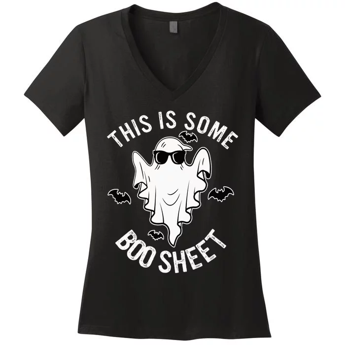 This Is Some Boo Sheet Ghost Halloween Costume Women's V-Neck T-Shirt