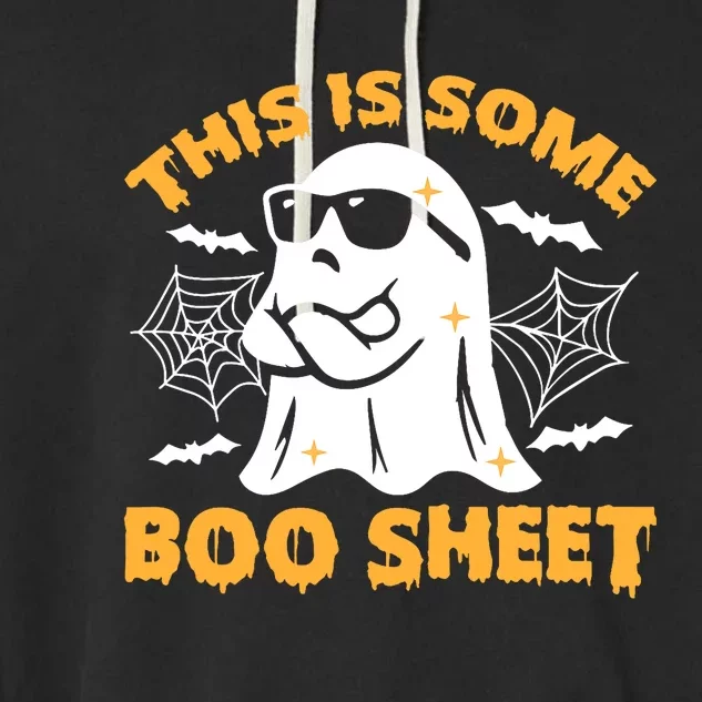 This Is Some Boo Sheet Ghost Retro Halloween Costume Spooky Season Garment-Dyed Fleece Hoodie