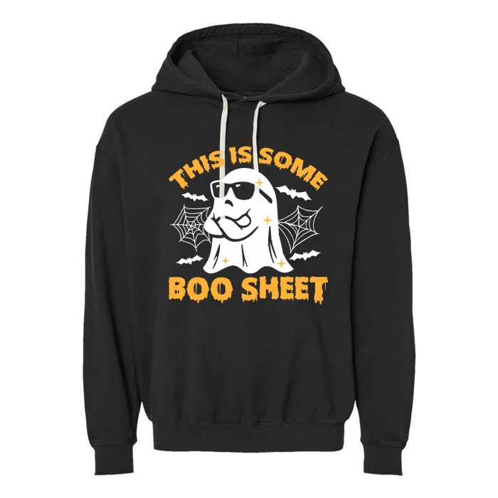 This Is Some Boo Sheet Ghost Retro Halloween Costume Spooky Season Garment-Dyed Fleece Hoodie