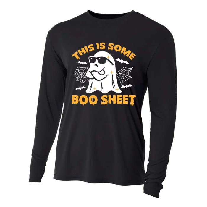 This Is Some Boo Sheet Ghost Retro Halloween Costume Spooky Season Cooling Performance Long Sleeve Crew