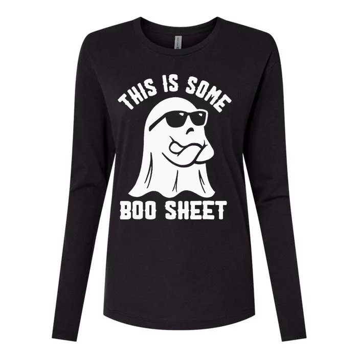 This Is Some Boo Sheet Halloween Ghost Funny Costume Womens Cotton Relaxed Long Sleeve T-Shirt