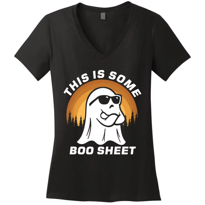 This Is Some Boo Sheet Funny Halloween Ghost Boo Costume Women's V-Neck T-Shirt