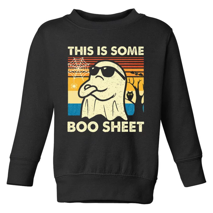 This is Some Boo Sheet Ghost Retro Funny Halloween Toddler Sweatshirt