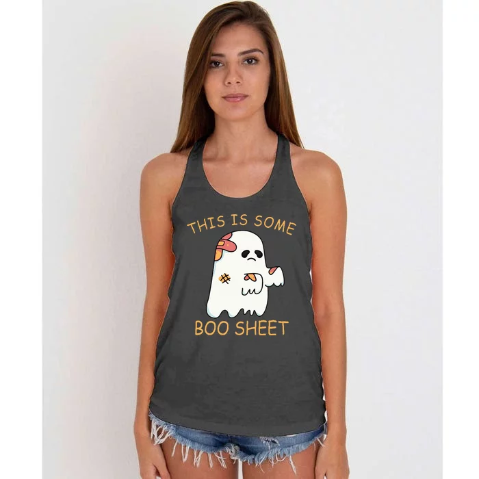 This Is Some Boo Sheet Ghost Halloween Costume Women's Knotted Racerback Tank