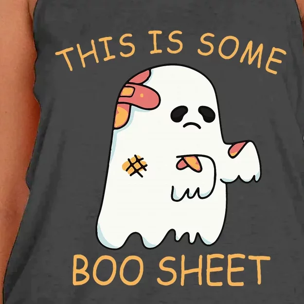 This Is Some Boo Sheet Ghost Halloween Costume Women's Knotted Racerback Tank