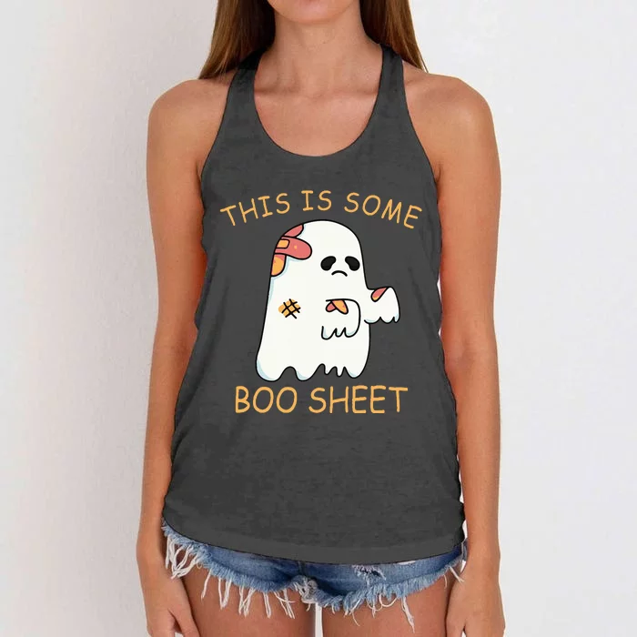 This Is Some Boo Sheet Ghost Halloween Costume Women's Knotted Racerback Tank