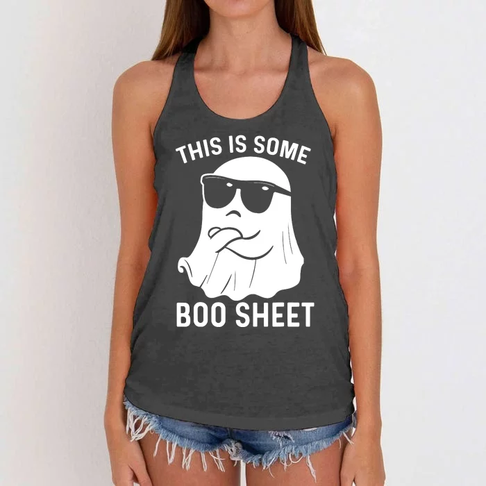 This Is Some Boo Sheet Ghost Halloween Costume Women's Knotted Racerback Tank