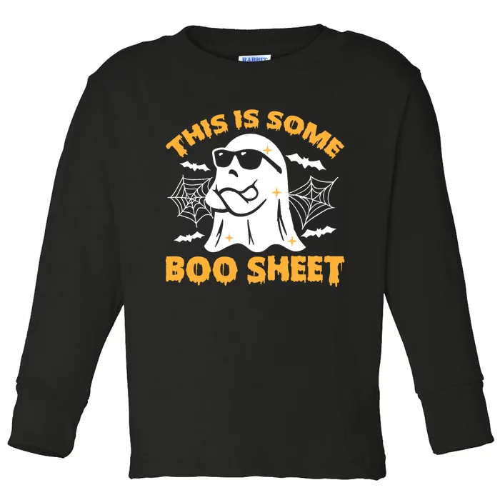 This Is Some Boo Sheet Cool Ghost Funny Halloween Costume Toddler Long Sleeve Shirt