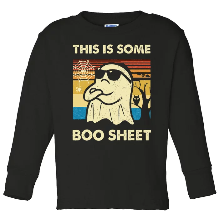 This Is Some Boo Sheet Ghost Retro Funny Halloween Toddler Long Sleeve Shirt