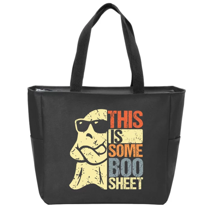 This Is Some Boo Sheet Ghost Retro Halloween Costume Vintage Zip Tote Bag