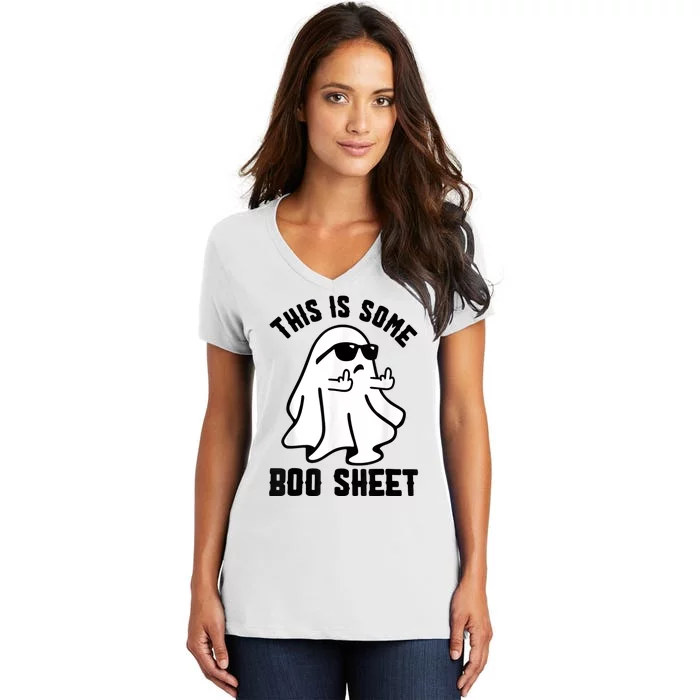 This Is Some Boo Sheet Ghost Halloween Costume Women's V-Neck T-Shirt