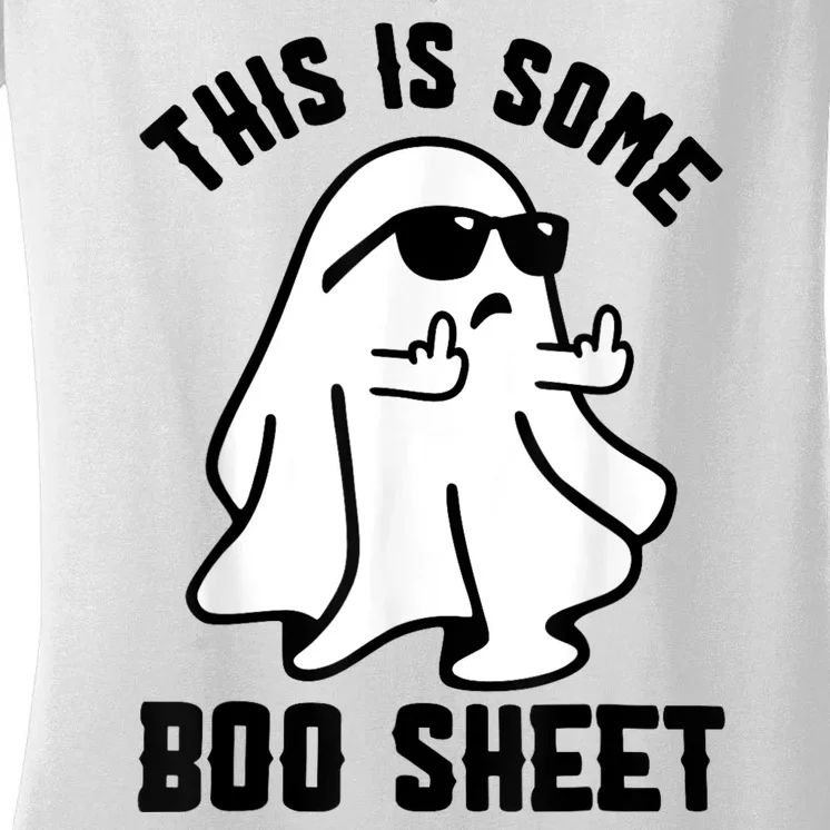 This Is Some Boo Sheet Ghost Halloween Costume Women's V-Neck T-Shirt