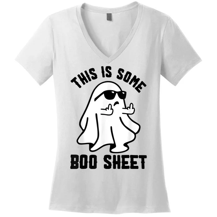 This Is Some Boo Sheet Ghost Halloween Costume Women's V-Neck T-Shirt