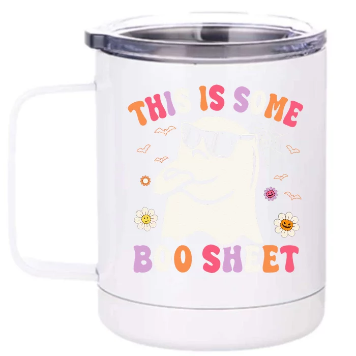 This Is Some Boo Sheet Groovy Halloween Ghost Front & Back 12oz Stainless Steel Tumbler Cup