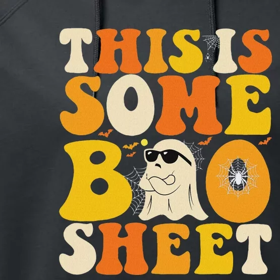 This Is Some Boo Sheet Retro Groovy Halloween Cute Boo Ghost Performance Fleece Hoodie