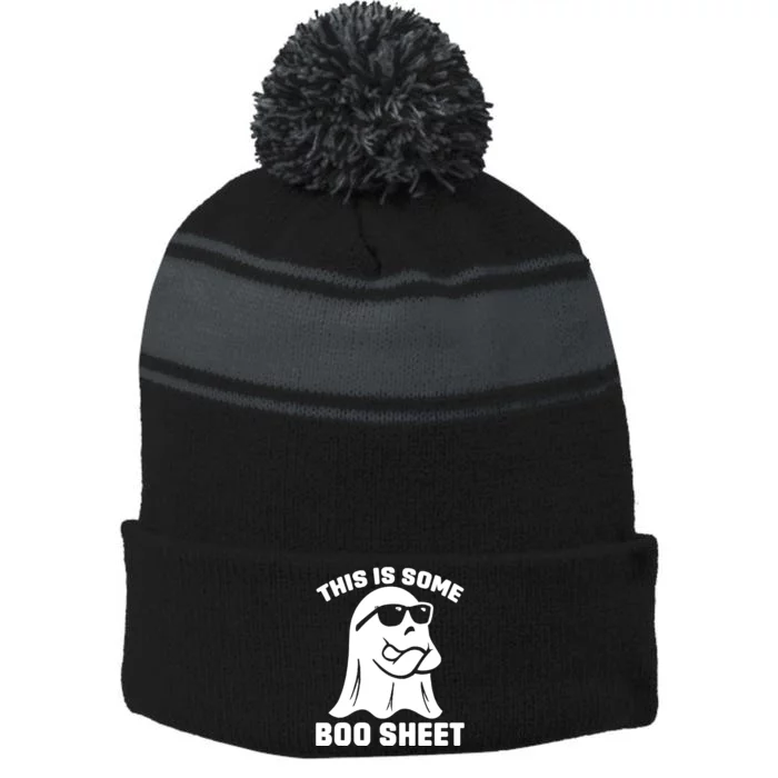 This Is Some Boo Sheet Halloween Costume Stripe Pom Pom Beanie