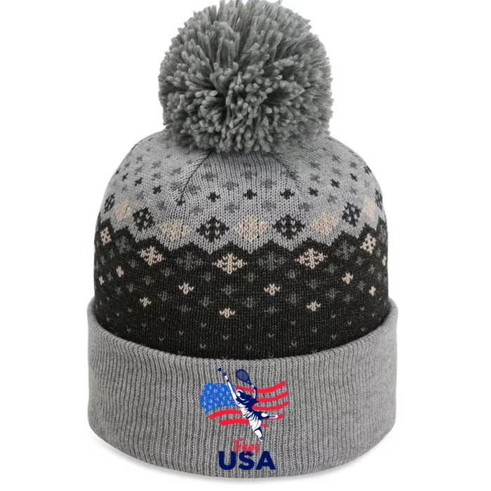 Tennis In The USA Support The Team USA Plays Tennis The Baniff Cuffed Pom Beanie