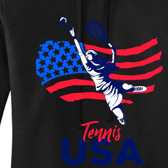 Tennis In The USA Support The Team USA Plays Tennis Women's Pullover Hoodie