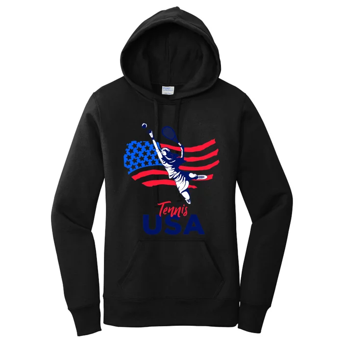 Tennis In The USA Support The Team USA Plays Tennis Women's Pullover Hoodie