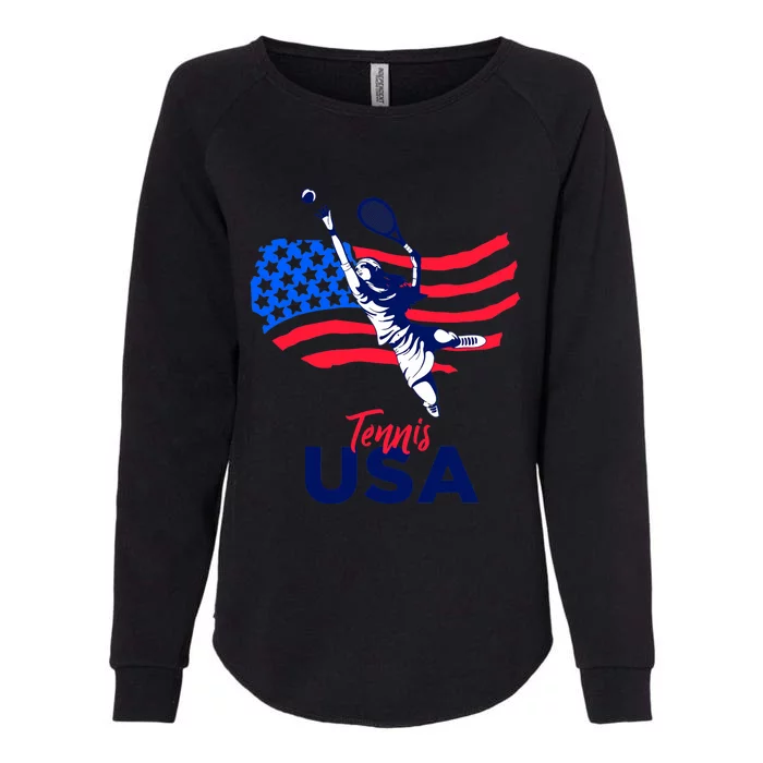 Tennis In The USA Support The Team USA Plays Tennis Womens California Wash Sweatshirt