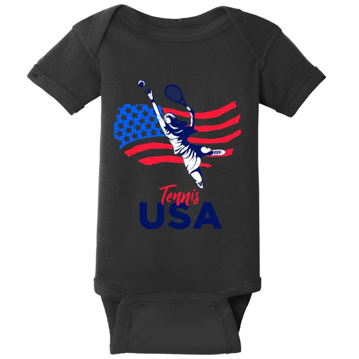 Tennis In The USA Support The Team USA Plays Tennis Baby Bodysuit