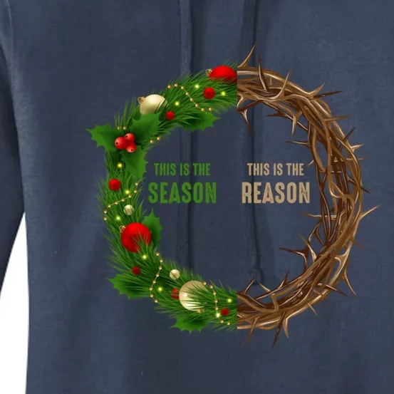 This Is The Season This Is The Reason Christian Xmas Wreath Funny Gift Women's Pullover Hoodie