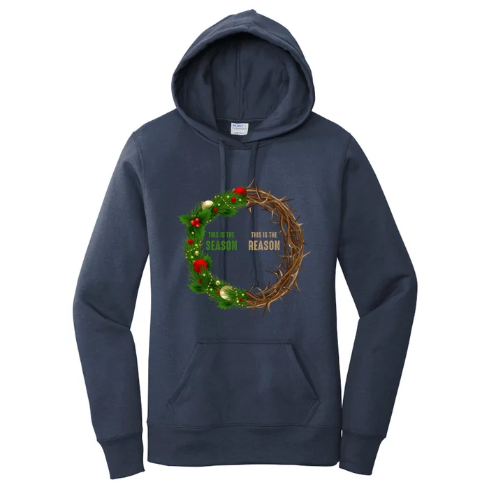 This Is The Season This Is The Reason Christian Xmas Wreath Funny Gift Women's Pullover Hoodie